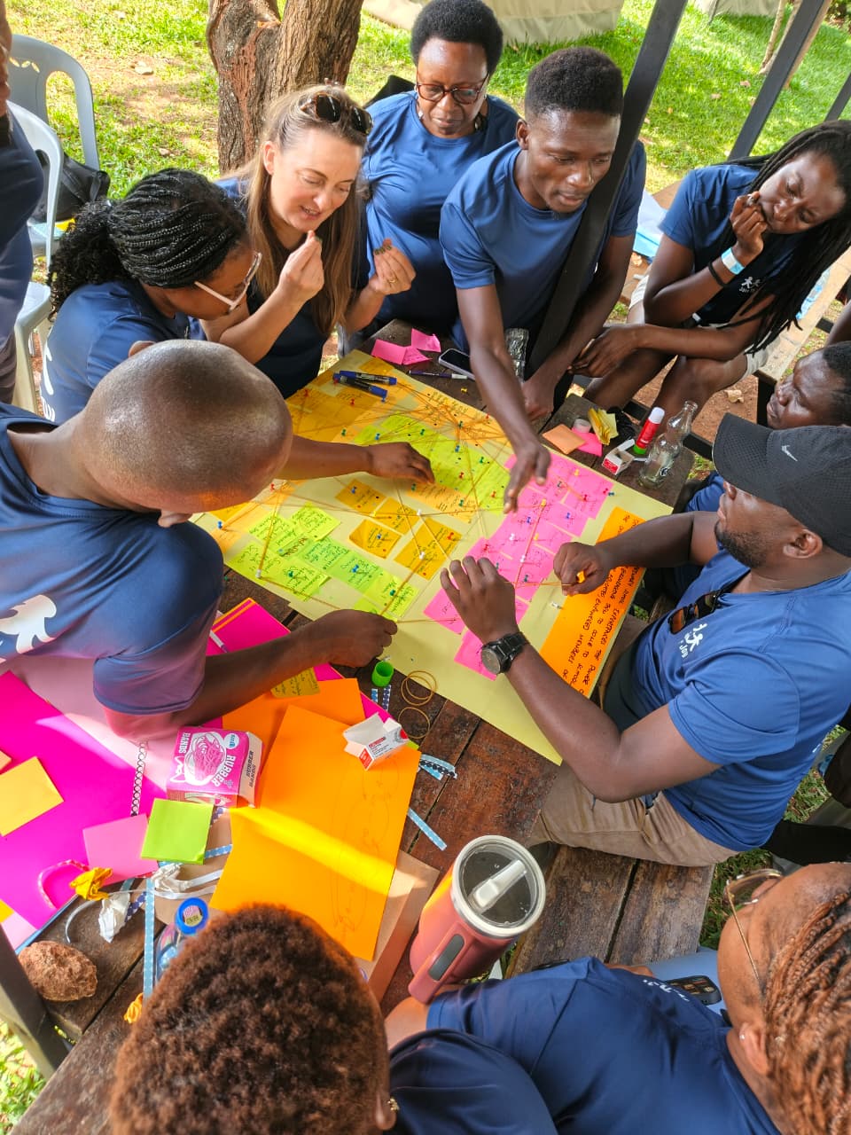 Teams collaborating around a shared planning exercise